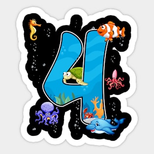 4th birthday aquarium Sticker